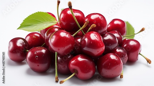 Fresh ripe sweet cherries isolated on a white background