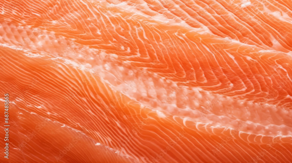 Close-up of raw fresh salmon sashimi structure. Food fish background. Generative AI Close-up of raw fresh salmon sashimi structure. Food fish background. Generative AI