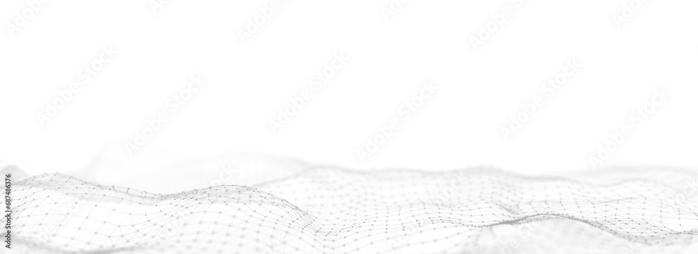 Digital technology wave. Light cyberspace with motion dots and lines. Futuristic digital background artificial intelligence. Big data analytics. 3d rendering. - obrazy, fototapety, plakaty 