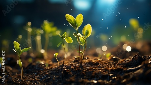 A young sprout emerging from the soil photo