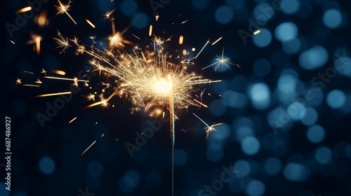 Captivating Closeup of Beautiful Sparkler Burning at Night - Festive Celebration with Vibrant Lights, Perfect for Holiday Events and Joyful Occasions.
