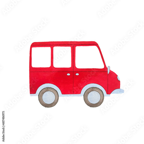 illustration of a red festive car, festive cart