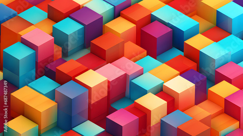 3D geometric cube pattern with isometric perspective photo