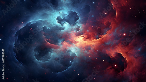 3D swirling galaxy pattern with stars and nebulae © Matthias