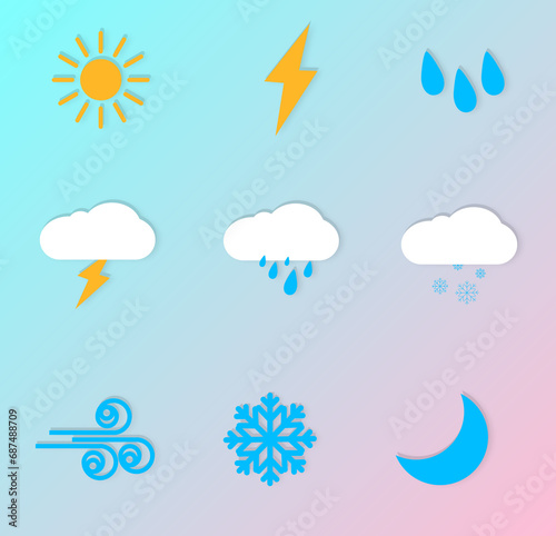 Flat Icons Weather Icons Vector Illustration