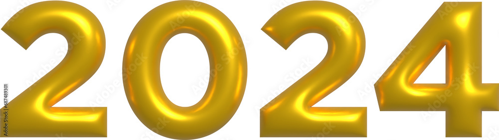 Happy New Year. Golden 2024 3d Numbers Happy New Year. Golden 2024 3d Numbers