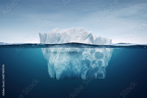 iceberg à la dérive vu au niveau de la surface de l'océan découvrant ainsi la partie immergée photo