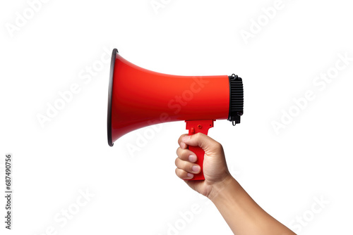 hand holding megaphone isolated on transparent background Remove png, Clipping Path, pen tool