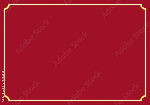 Fondo rojo navideño con marco dorado.