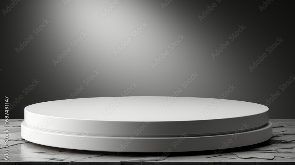 White round podium on a gray background White round podium on a gray background