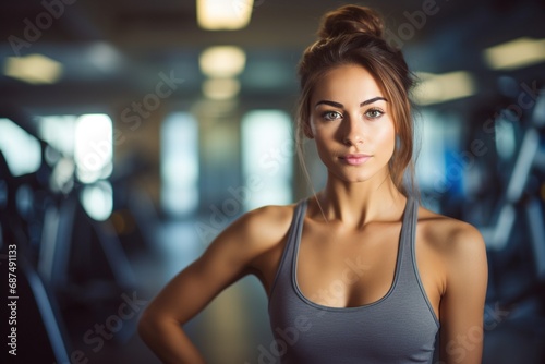 Determined Fitness  A Close-Up View of a Young Woman s Gym Perseverance and Vitality