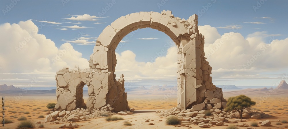 Ancient sandstone portal rift ruins gateway located in a remote part of ...