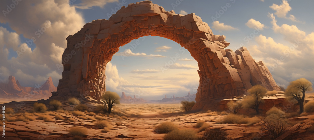 Ancient sandstone portal rift ruins gateway located in a remote part of ...