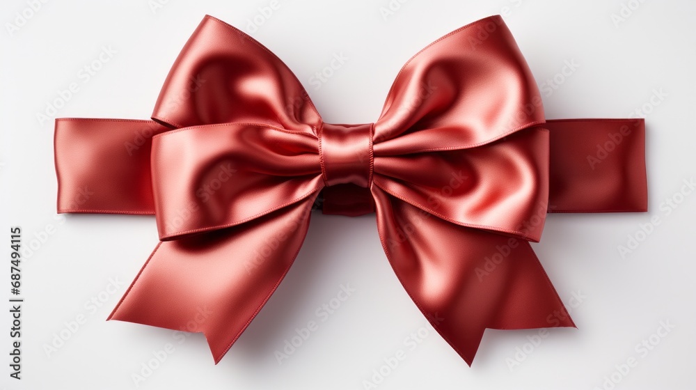 Red ribbon and bow isolated on white background Red ribbon and bow isolated on white background