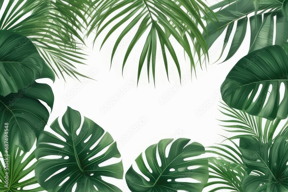 palm leaves frame on white background palm leaves frame on white background
