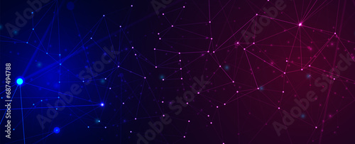 Neural network concept. Connected cells with links. High technology process. Abstract futuristic background. Handmade vector.