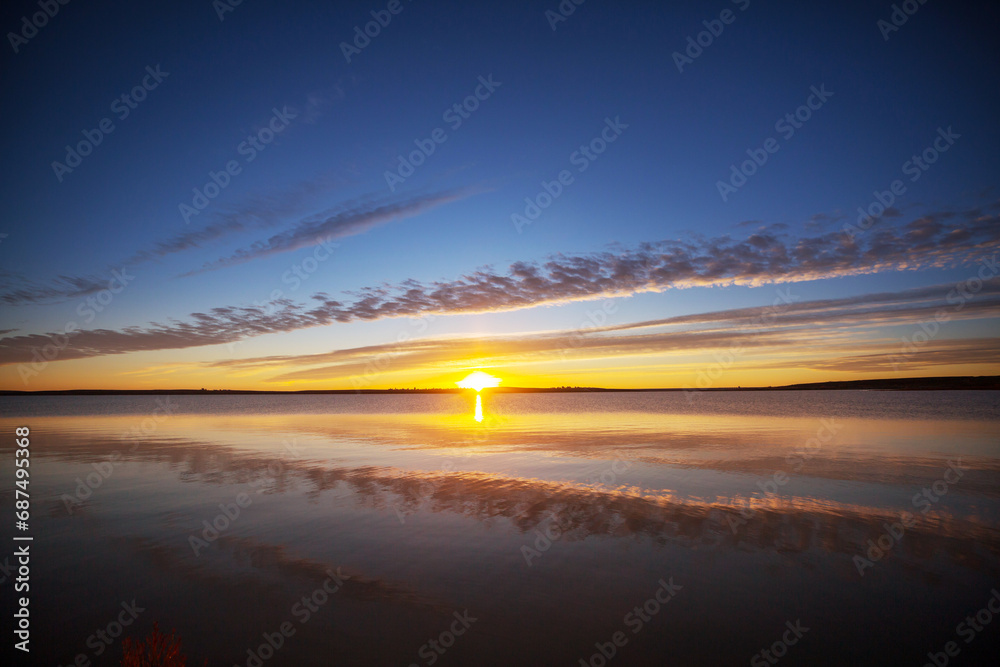 Lake on sunset