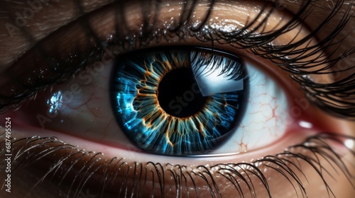 Abstract blue eye with space on a black background © ProVector