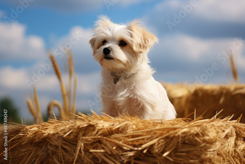 white dog on a grass