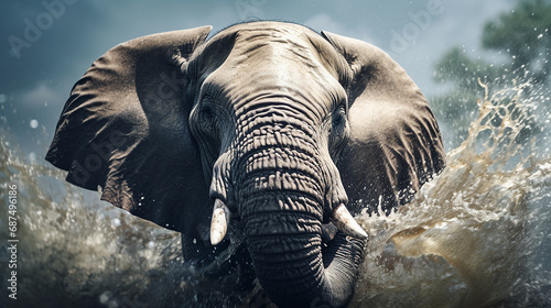 Fountain of Grace: Elephant Spouting Water, Generative AI Ballet
