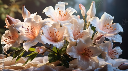 Lilies aglow graced with the elegance of morning