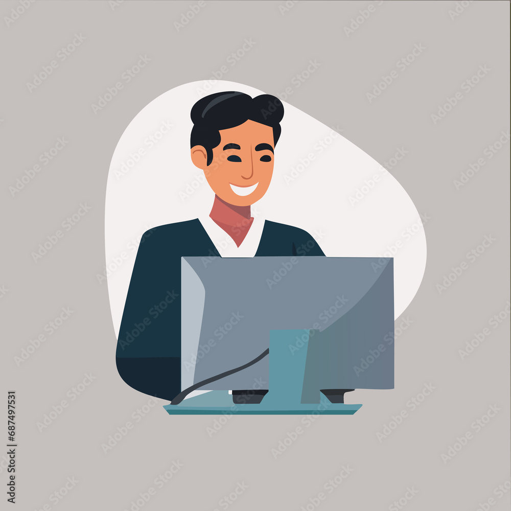 Community manager. A successful man holds a computer. A man with a computer. A contemporary