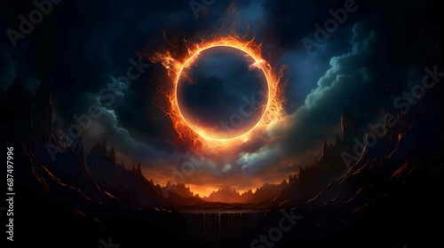 phenomenon of an annular solar eclipse photo