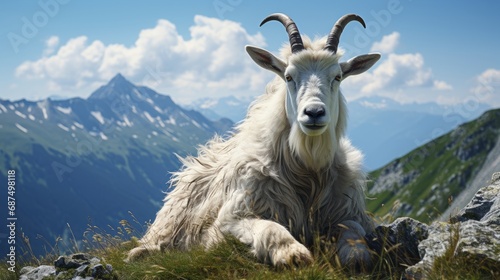 Tatras stone hosts a lively mountain goat