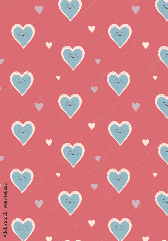 Vector love background pastel colored. Сute hearts. Valentine's day concept poster. Cute love banner or greeting card