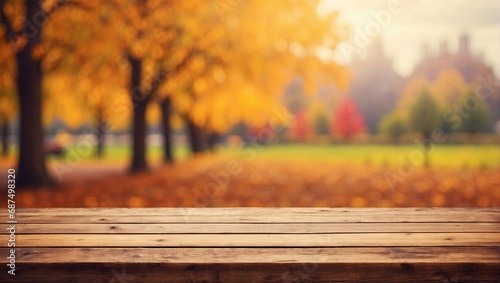 Autumn Background  Empty Wooden Table for Product Presentation