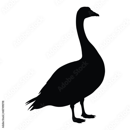 Goose silhouette on white