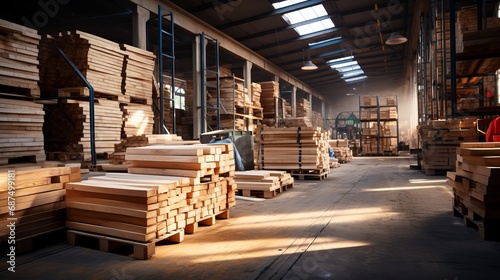Timber inventory stored in an industrial space