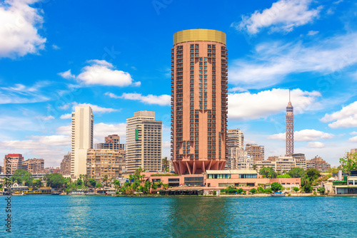 Elite centre of Cairo, tv tower and skyscrappers by the Nile, Egypt photo