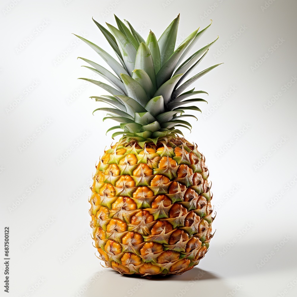 Fototapeta premium Tropical Delight: Vibrant Pineapple on Pristine White Background