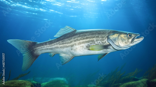 Hake fish underwater. Beautiful river habitat. Wild life.   © BlazingDesigns