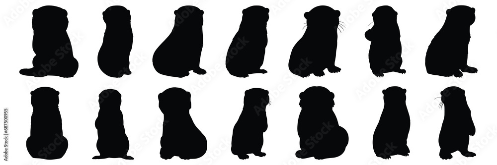 Otter silhouettes set, large pack of vector silhouette design, isolated white background Otter silhouettes set, large pack of vector silhouette design, isolated white background