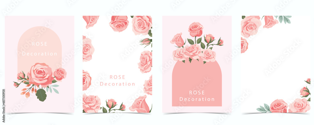 pink rose background with leaf.illustration vector for postcard,poster pink rose background with leaf.illustration vector for postcard,poster