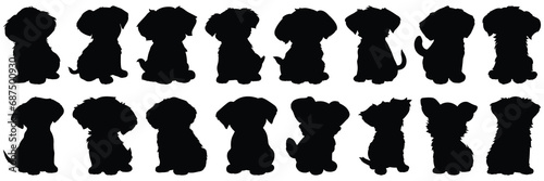 Dog silhouettes set, large pack of vector silhouette design, isolated white background