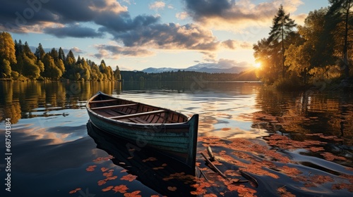 Majestic view of an ancient boats shadow on a lake photo