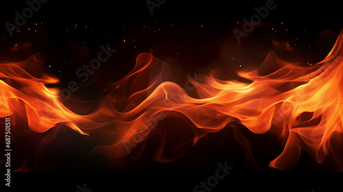 Energetic Fire Abstract: Vibrant Flames and Copyspace for Dynamic Backgrounds - A Dramatic Composition of Burning Heat and Intense Inferno Ignition, Ideal for Passionate Designs.