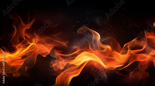 Energetic Fire Abstract  Vibrant Flames and Copyspace for Dynamic Backgrounds - A Dramatic Composition of Burning Heat and Intense Inferno Ignition  Ideal for Passionate Designs.