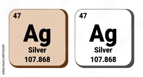 Ag, Silver element vector icon, periodic table element. Vector illustration EPS 10 File. Isolated on white background.
