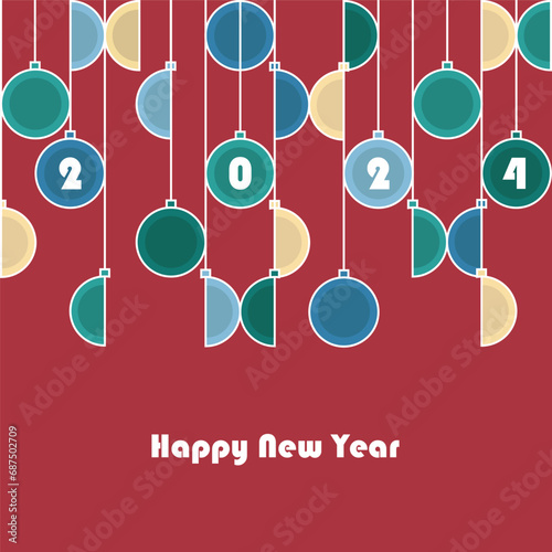 Happy New Year 2024 card vector illustration