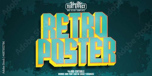 Retro Poster editable text effect, customizable old-school and classic 3D font style