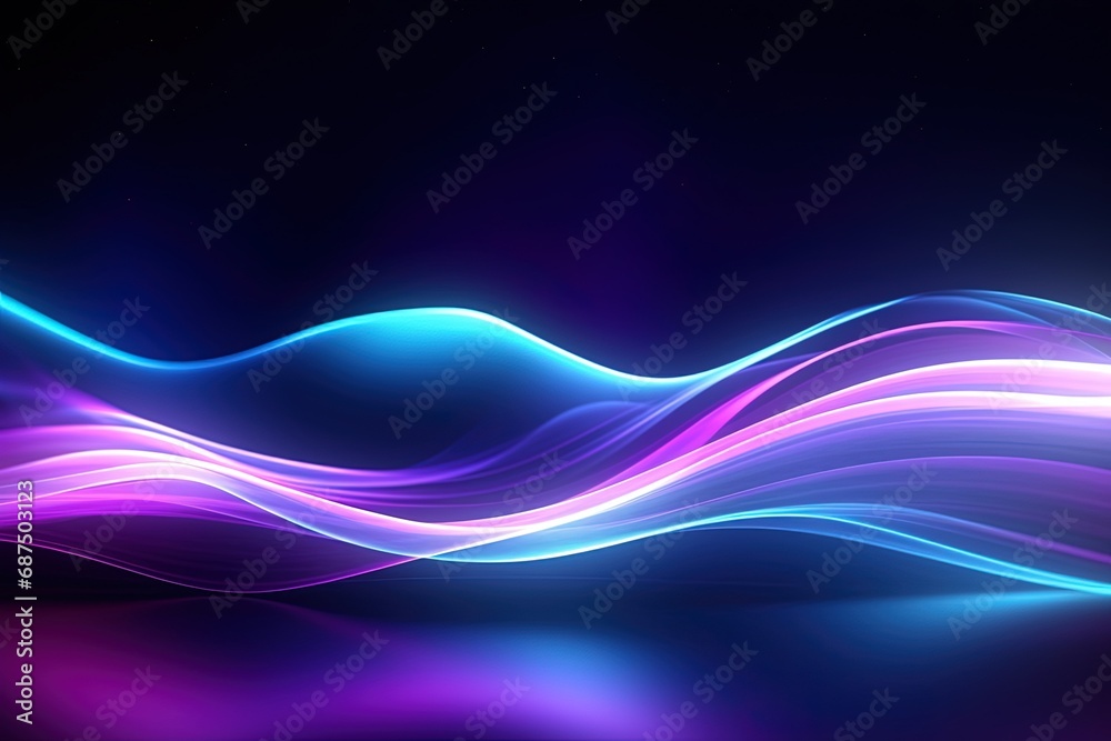 Naklejka premium Cyber Motion Pink Blue Neon Fantasy Speeding Lights Abstract DataTransfer