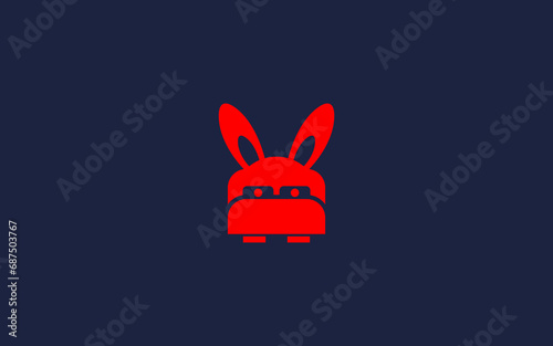 Fototapeta Naklejka Na Ścianę i Meble -  rabbit with bed logo icon design Vector design template inspiration