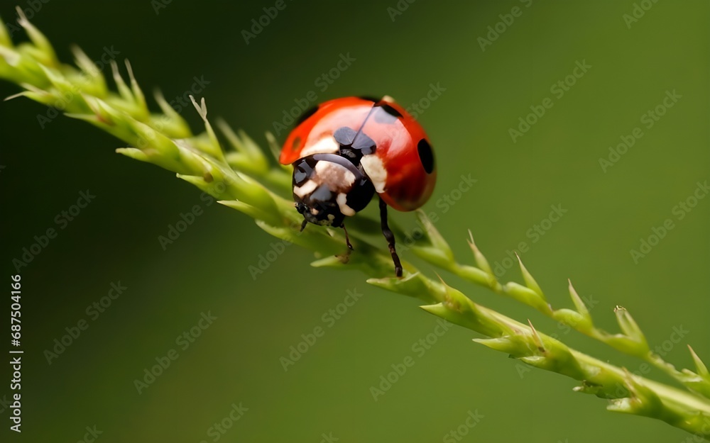 Macro closeup ladybug flora nature ai generative Macro closeup ladybug flora nature ai generative