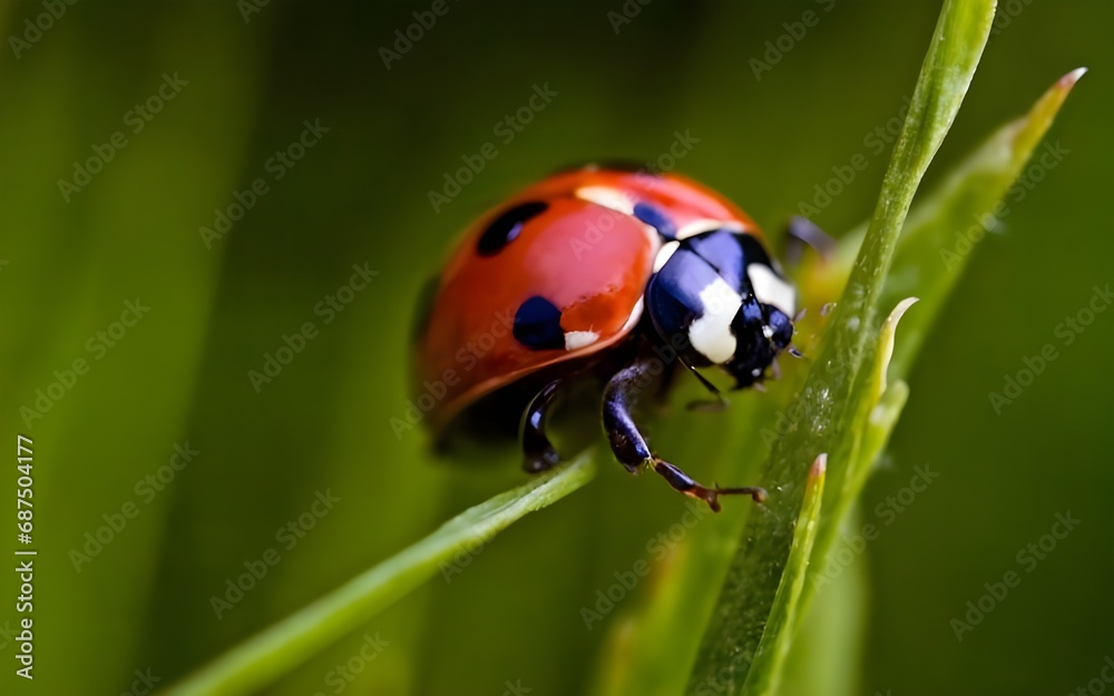 Macro closeup ladybug flora nature ai generative Macro closeup ladybug flora nature ai generative