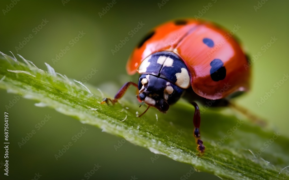 Macro closeup ladybug flora nature ai generative Macro closeup ladybug flora nature ai generative