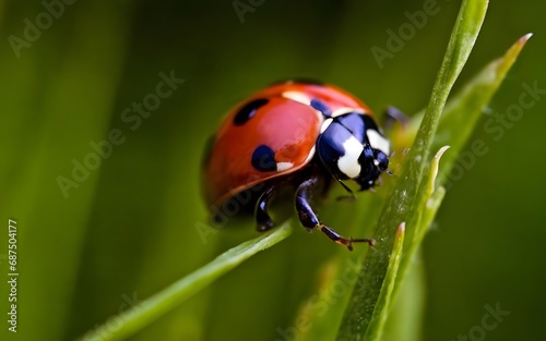 Macro closeup ladybug flora nature ai generative